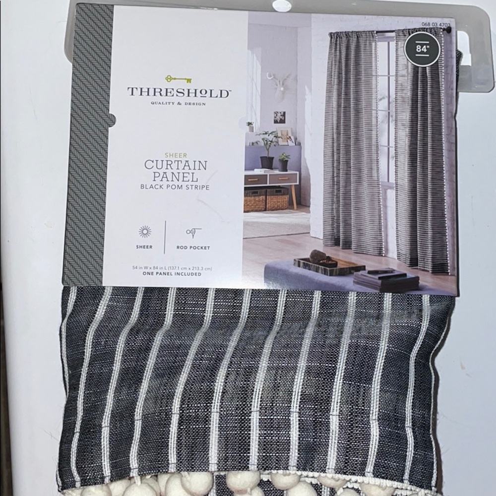Threshold Pom Stripe Sheer 54"x84" Curtain Panel